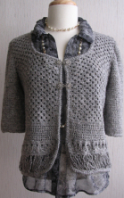 Irene & Mr.Sheep Knitwear, Grey Crochet Cropped Jacket