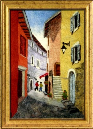 French Street Scene, Needle Felting by Barbara Allen, New Zealand